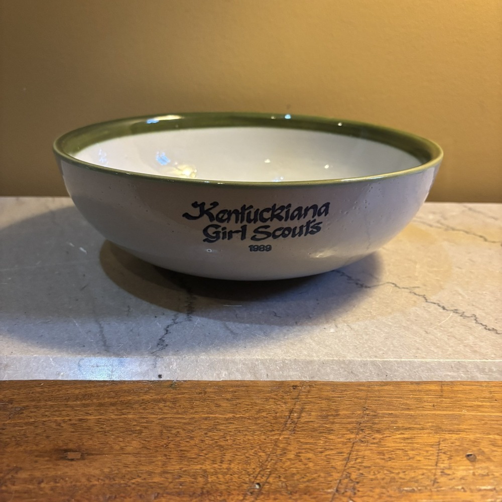 Louisville Stoneware Kentucky Girl Scouts Bowl Kentuckiana 1989 11" Vintage‎